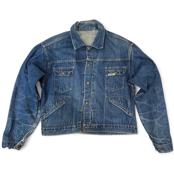 Vintage 1960s Gauchos Selvedge Denim Jacket Distressed Blue - Picture 3 of 8